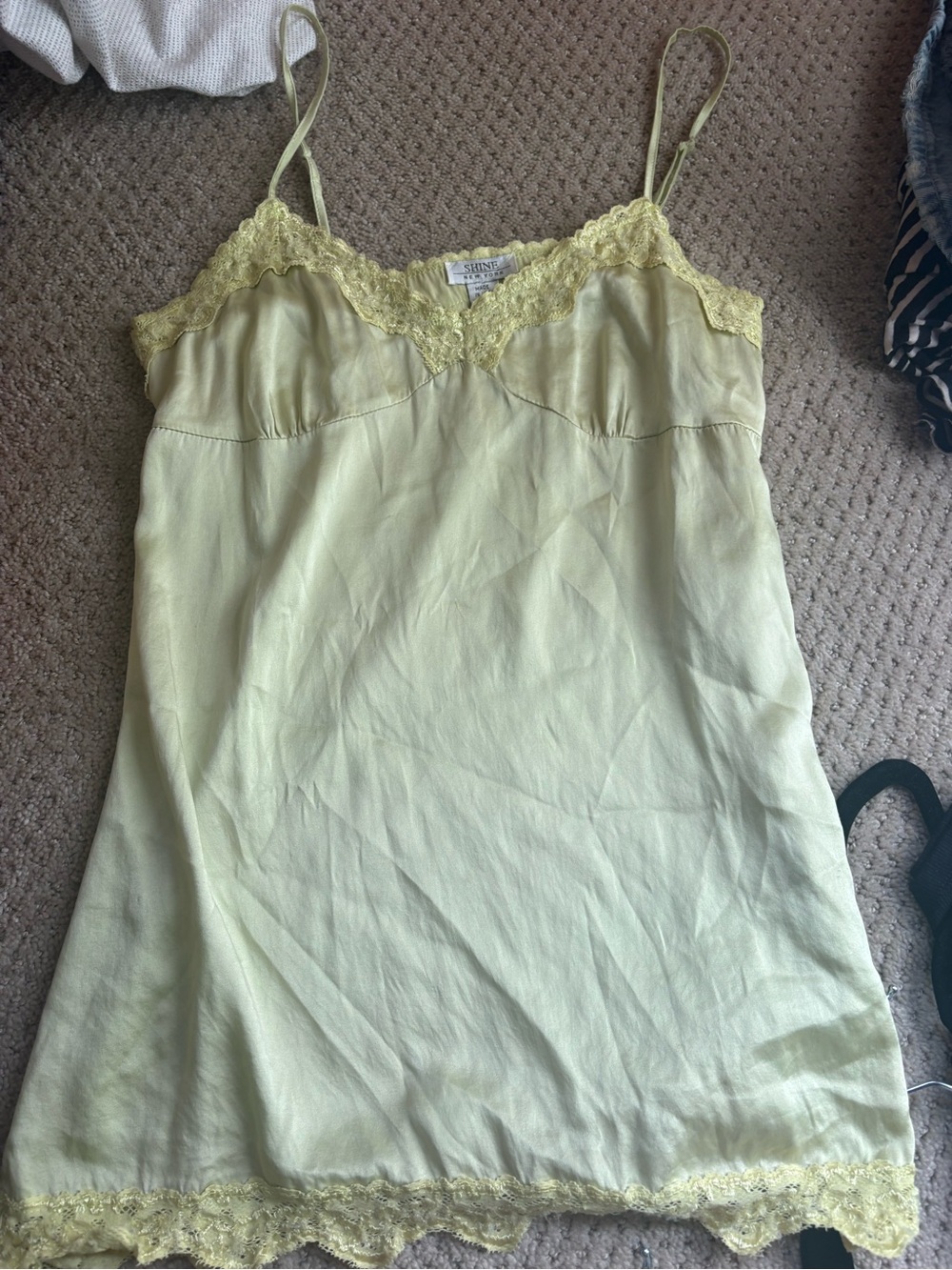 Vintage Silk Pale Green Lace-Trim Slip Chemise